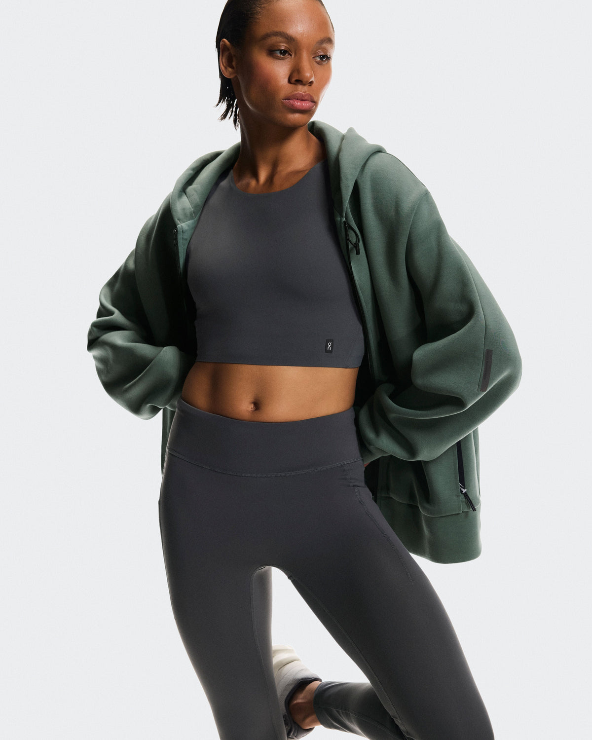 Women's Focus Tech Zip Hoodie Olive - US 9255