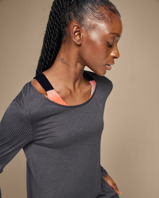 Women's Performance Long-T Lumos Black | Iron - US 3614