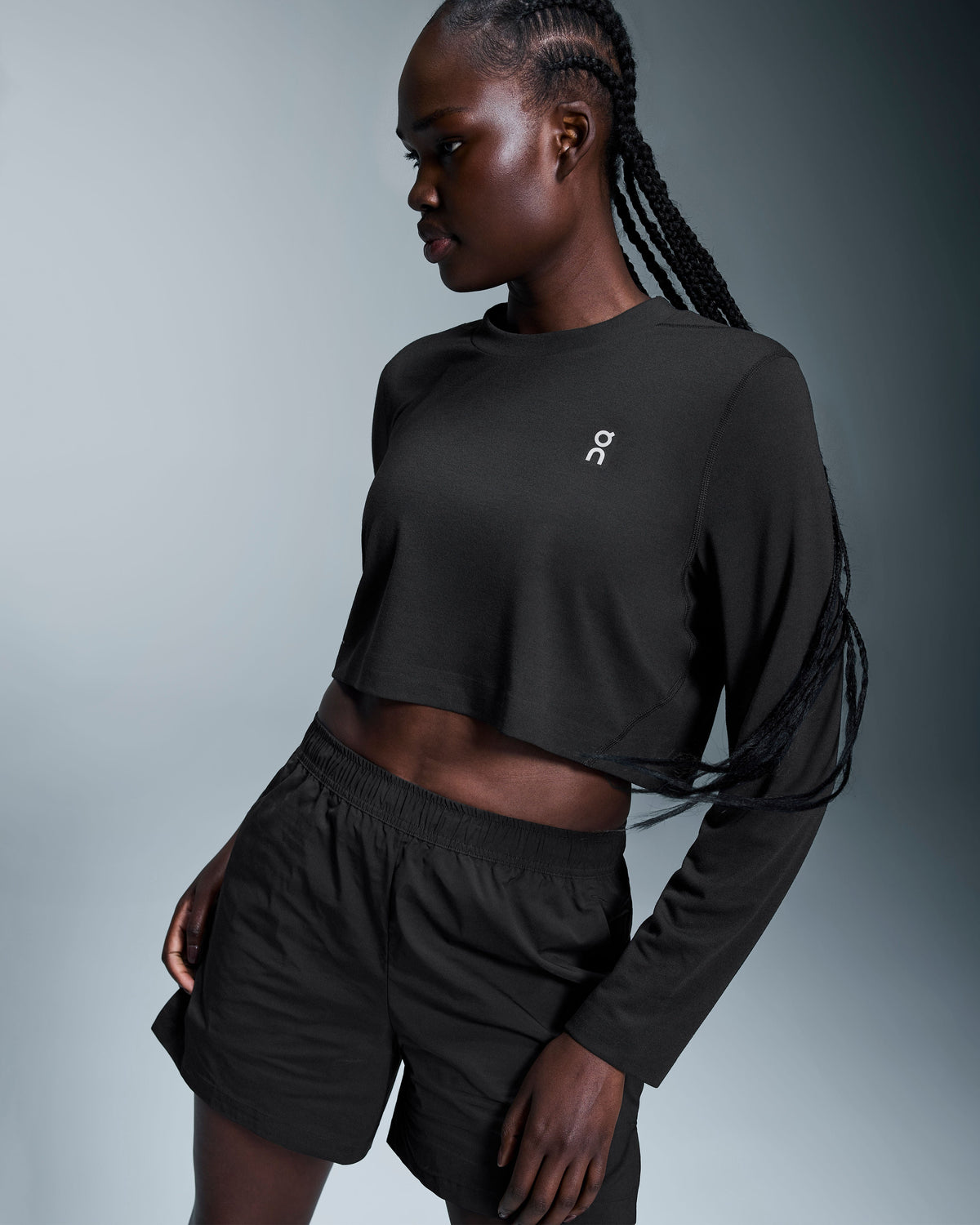 Women's Active Long-T Crop Black - US 2359