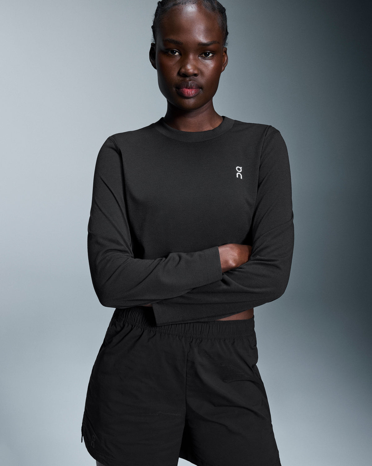 Women's Active Long-T Crop Black - US 2359